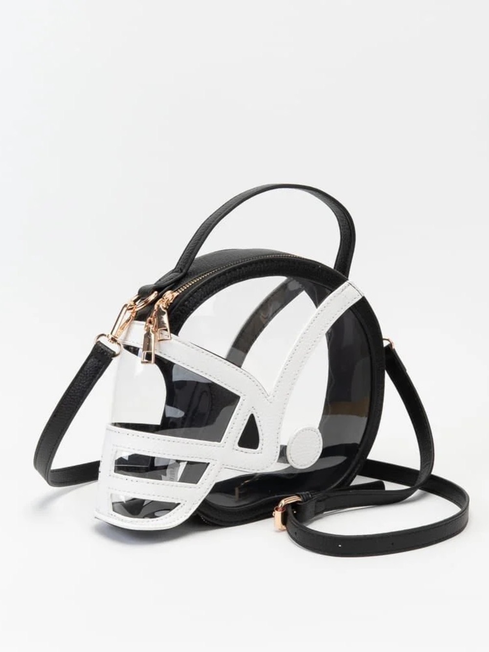 Clear Round Crossbody Bag with White Football Accent